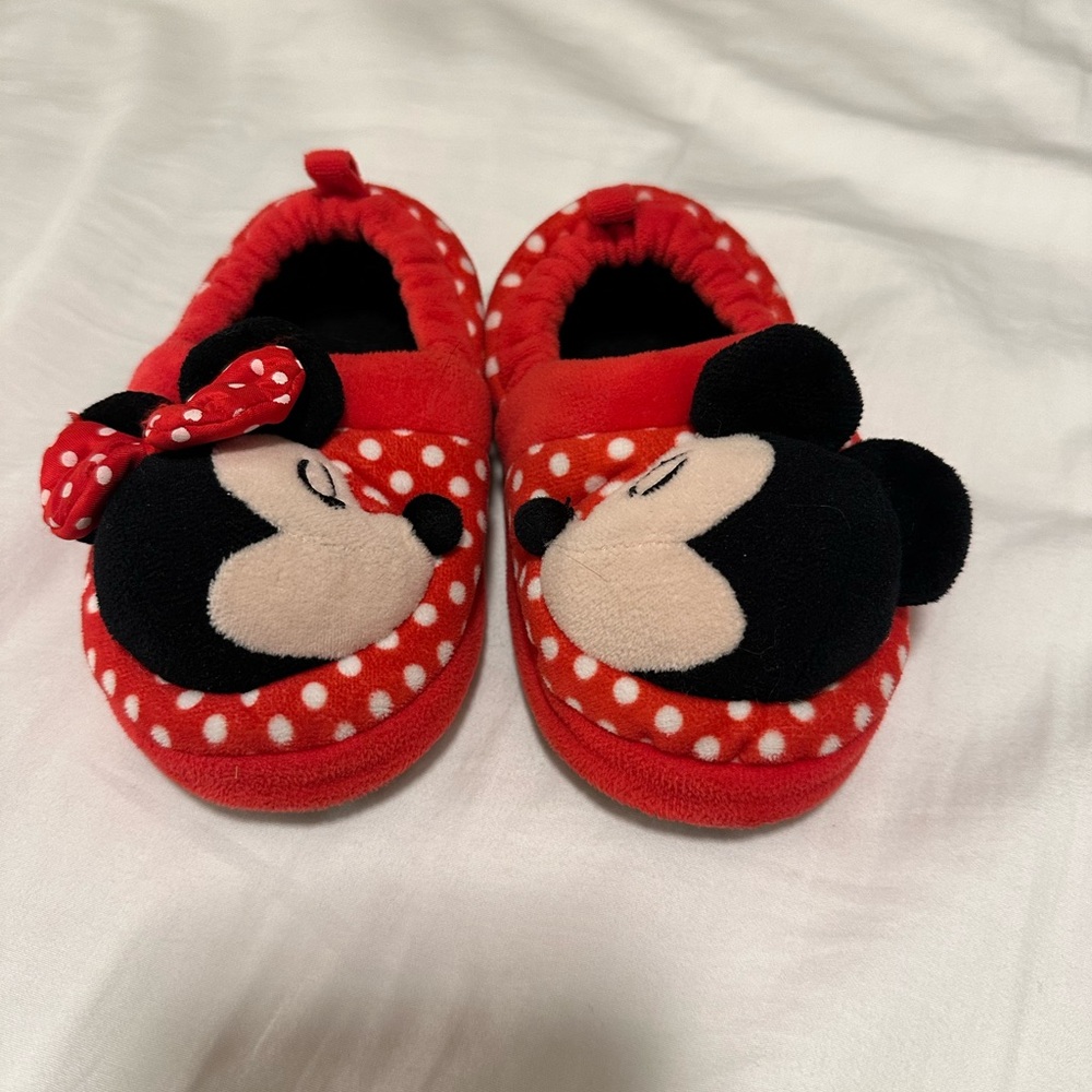 Disney Red and Black Minnie Mouse Kids Slippers